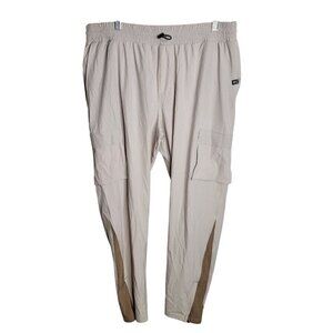 Zella Mens Activewear Cargo Pants Beige Two Tone XL Drawstring NEW Gym Workout